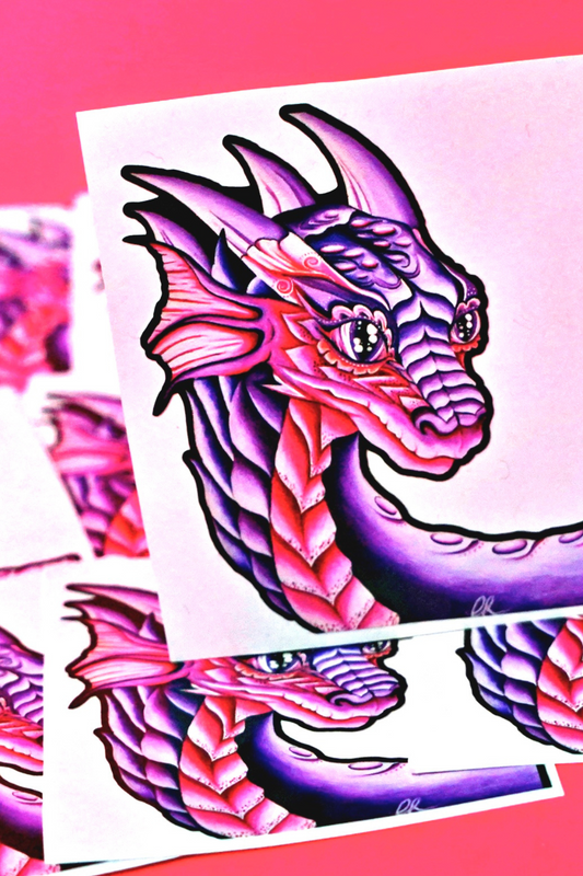 Pink And Purple Mystic Fantasy Dragon Sticker