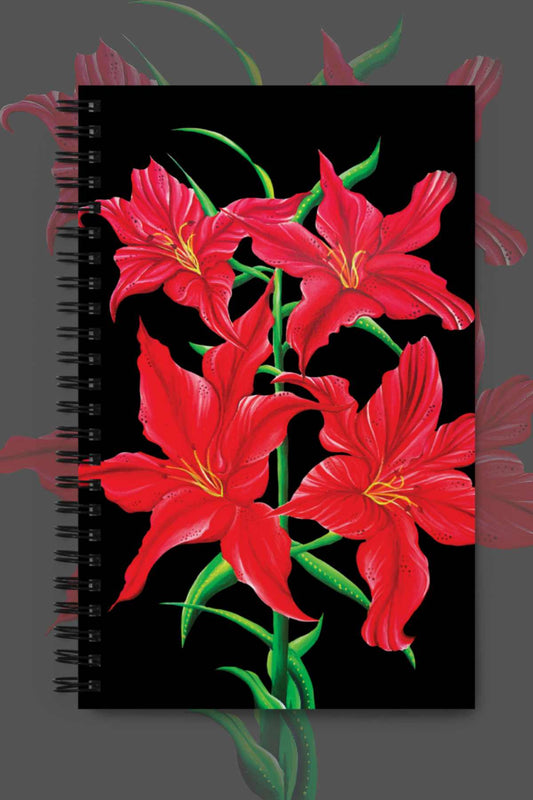 Red Lily Spiral Notebook