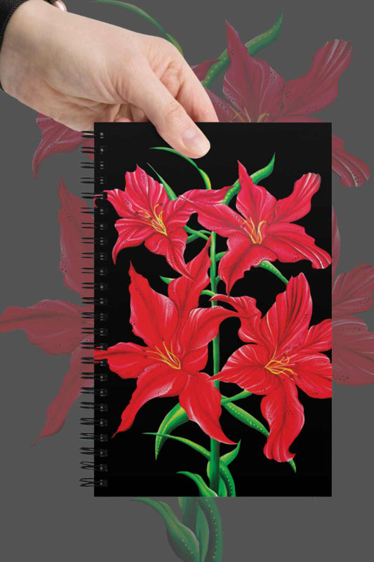 Red Lily Spiral Notebook