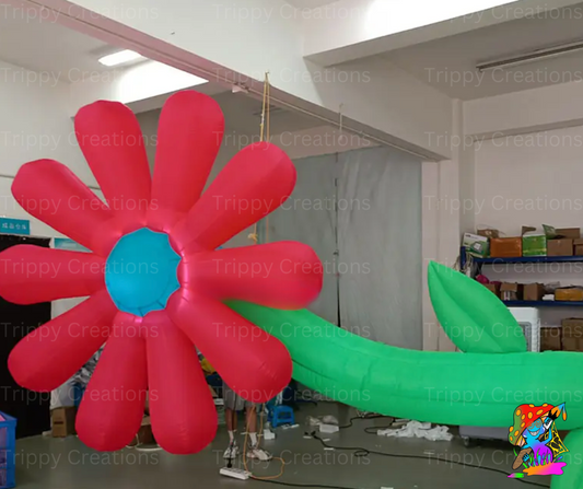 giant inflatable flower with green stem for events
