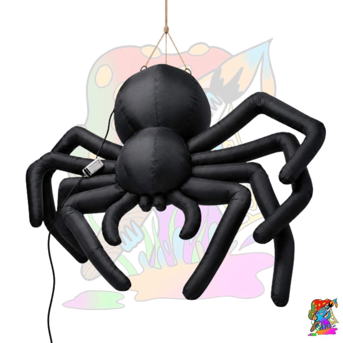 Large black hanging spider for halloween