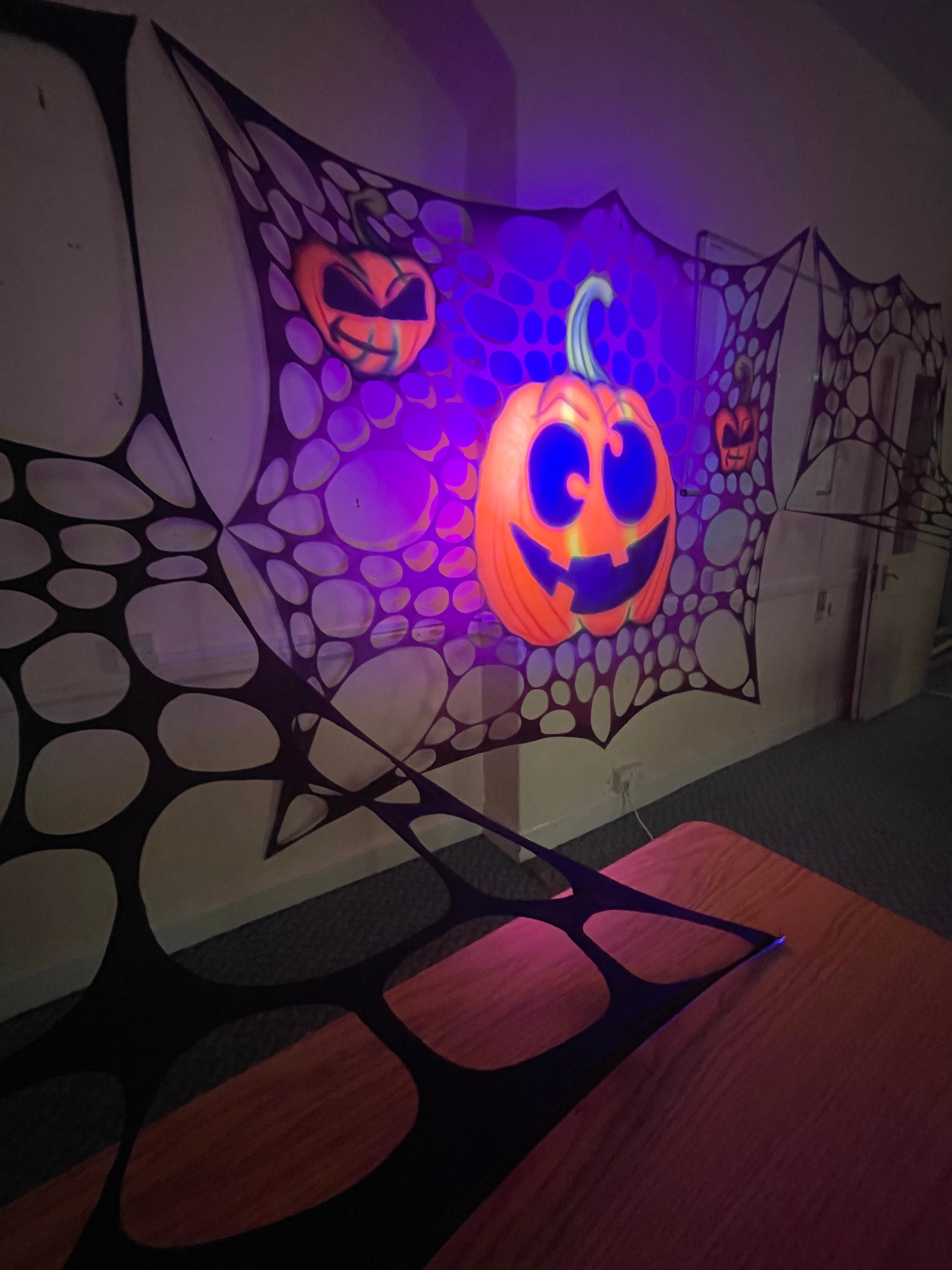 Halloween inflatable and UV reactive decor ideas