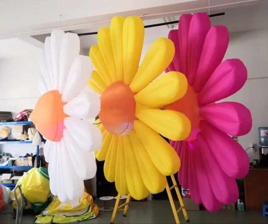 2m Sized Inflatable Flowers, Pack of 3 | LED Daisy Decorations