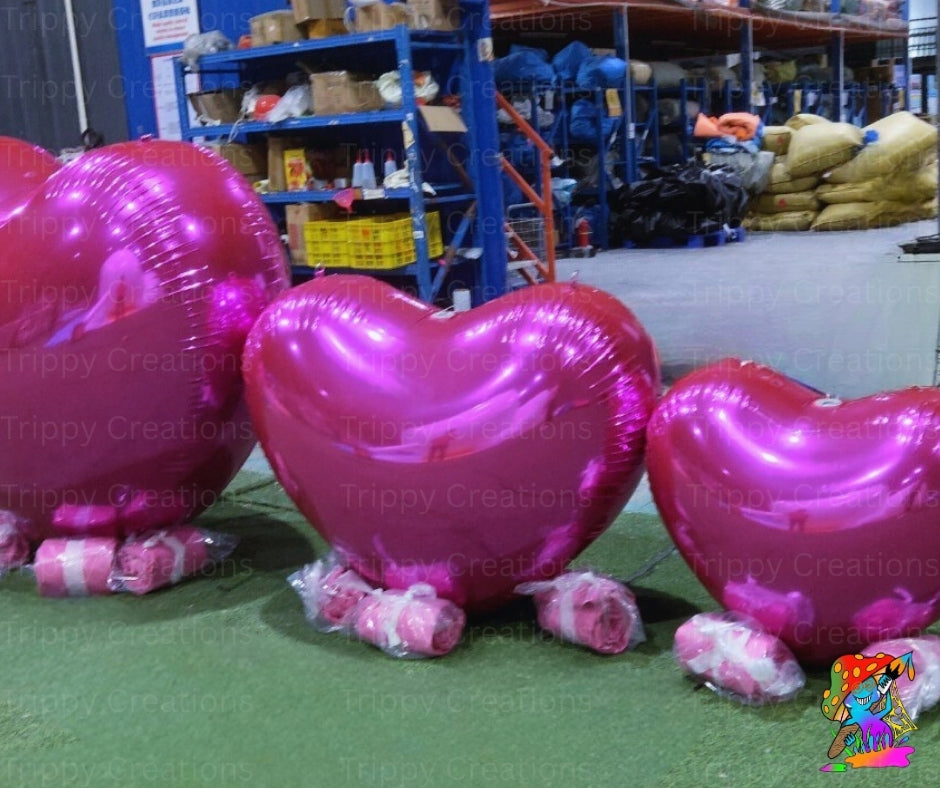 Durable PVC inflatable heart decorations in mixed sizes 0.6m to 1.2m