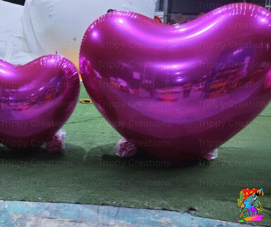 Set of 6 inflatable heart decorations in 0.8m, 0.6m, and 1.2m sizes