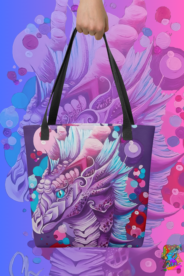 Girs Pink And Purple, Fantasy Dragon Canvas Tote Bag