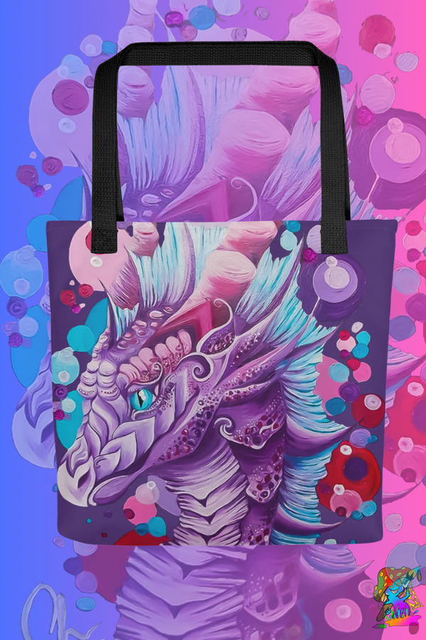 Girs Pink And Purple, Fantasy Dragon Canvas Tote Bag