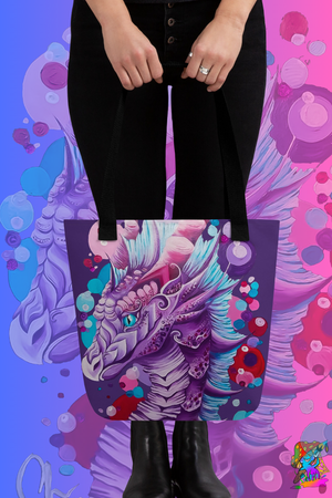 Girs Pink And Purple, Fantasy Dragon Canvas Tote Bag