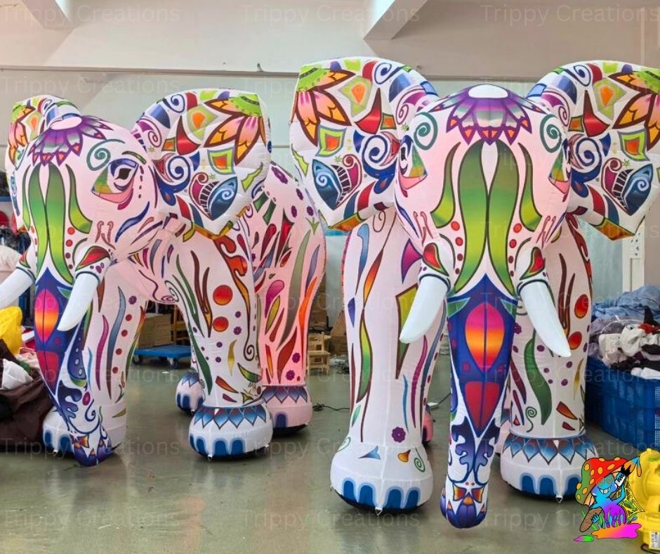 2m inflatable patterned elephant decor


