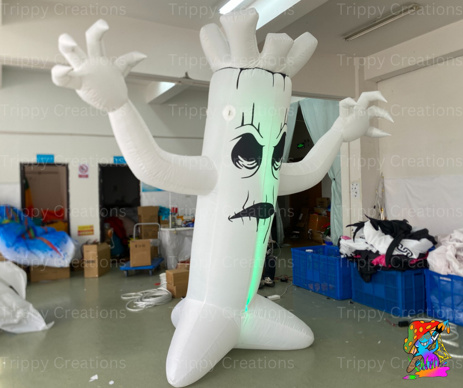 White cartoon-style inflatable ghost for Halloween festivals