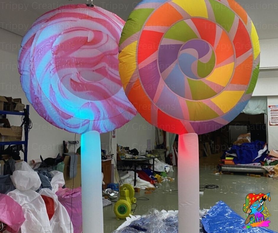 Glowing inflatable candy lollipop prop for events