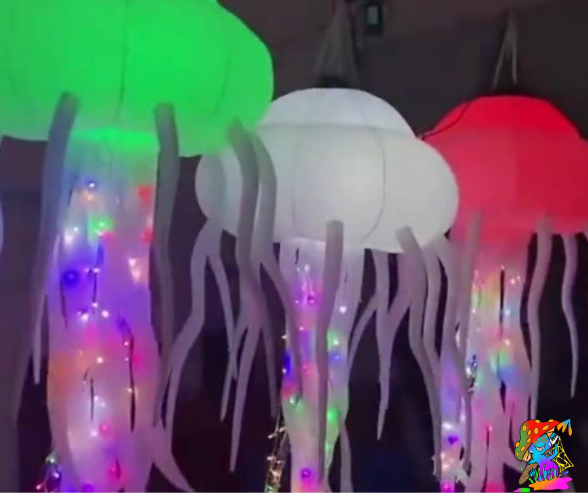 Pack Of 5 2m Size LED Jelly Fish Inflatable Event Decorations