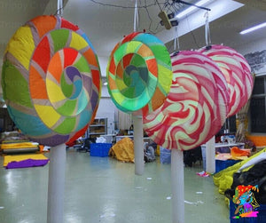 Giant glowing inflatable lollipop ceiling prop