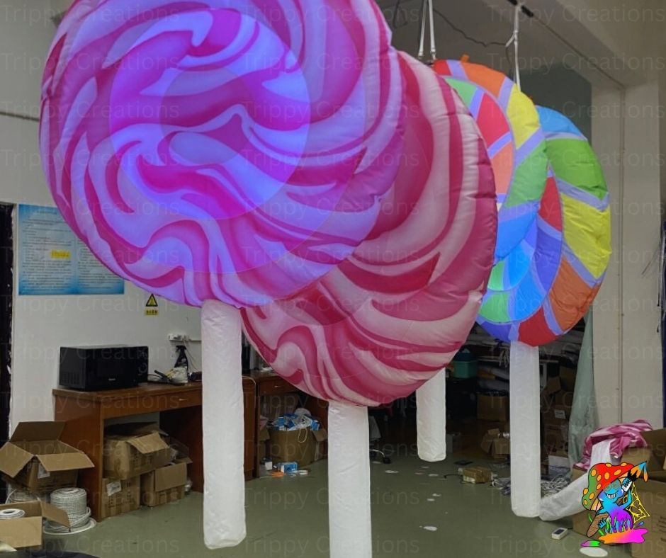 Inflatable hanging lollipop light-up décor