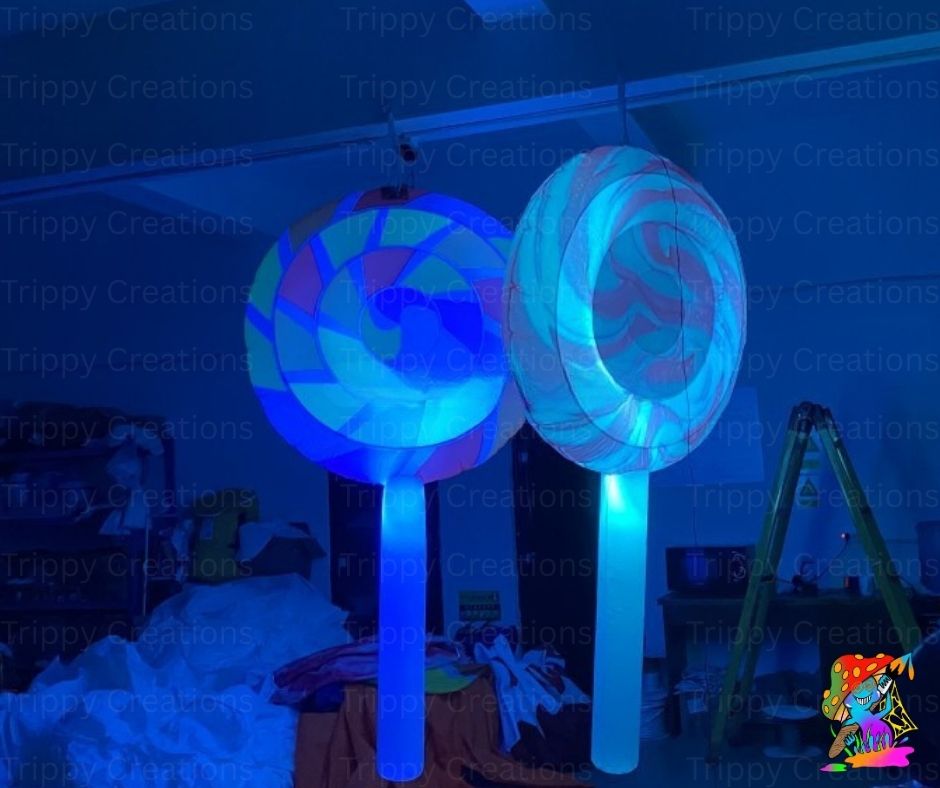 Fun inflatable candy lollipop with LED glow effect