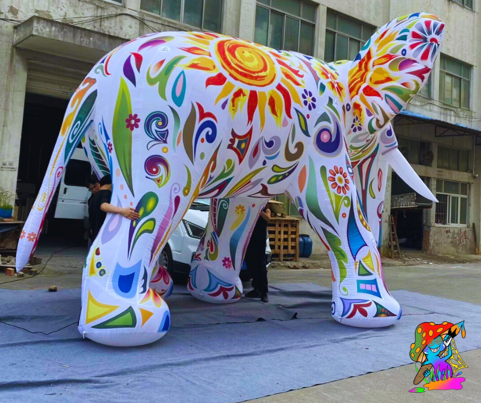 Giant LED Inflatable Patterned Elephant Event Decoration