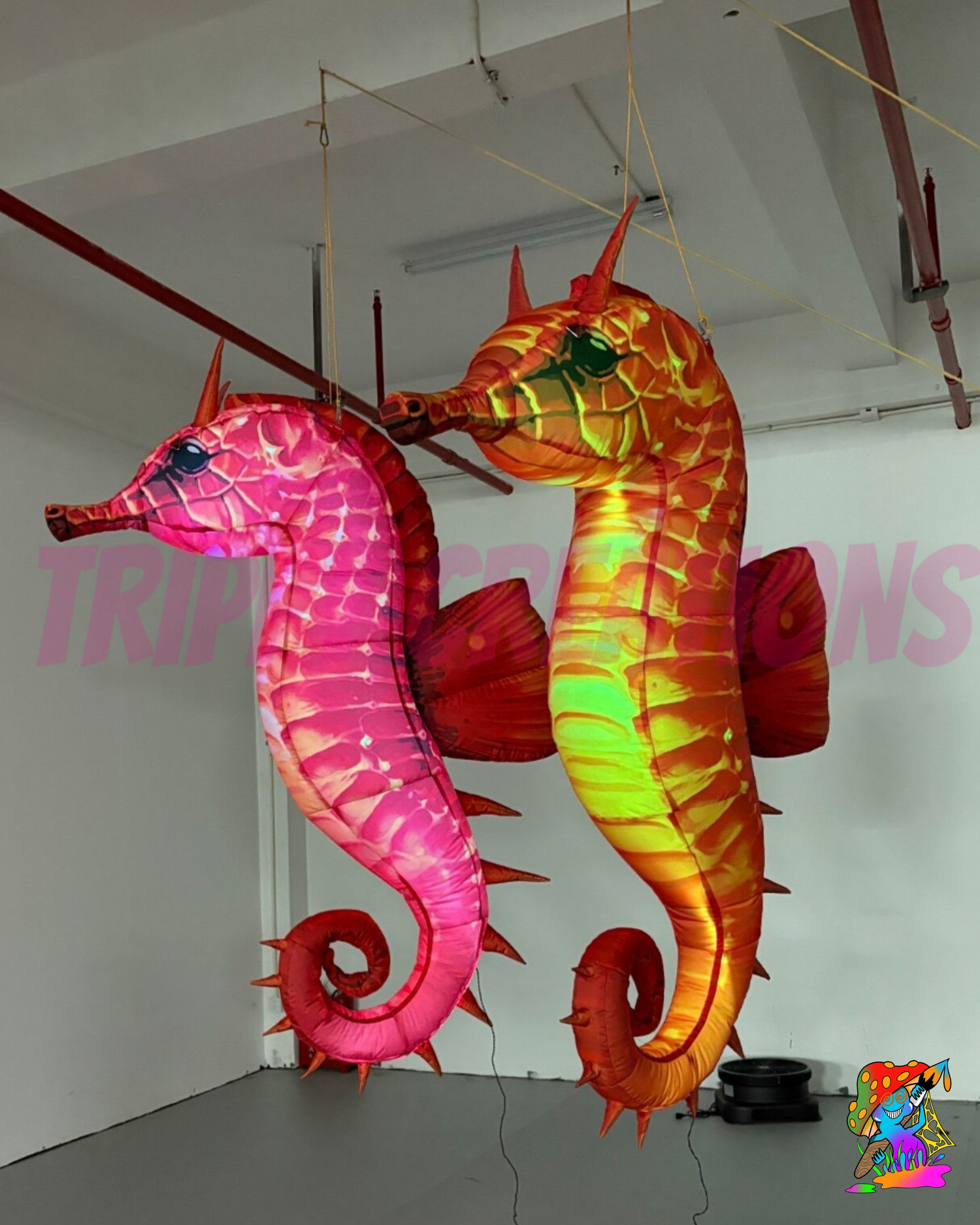 Giant LED Inflatable Seahorses – Neon Underwater Party Decorations (1m- 2.25m Sizes)