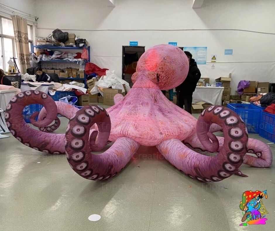 4m Inflatable Pink Octopus – Giant Ocean Party Prop – Trippy Creations
