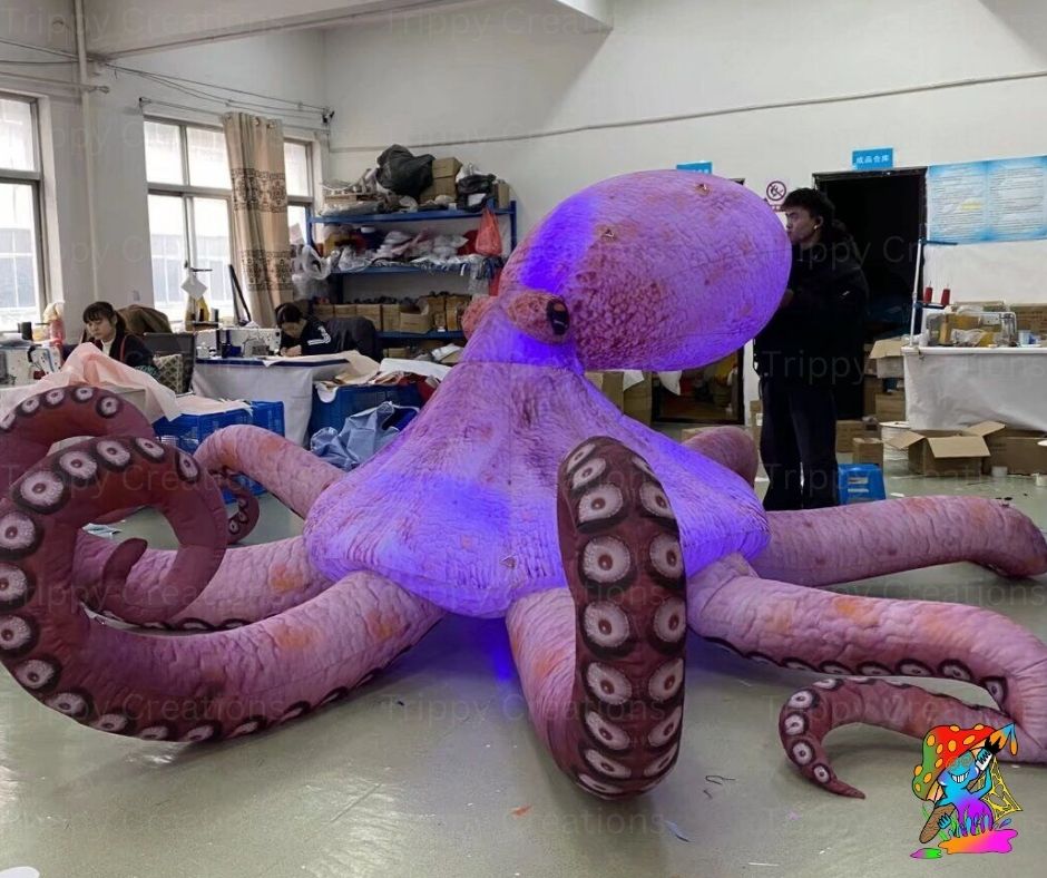 4m Inflatable Pink Octopus Decoration – Giant Under the Sea Party Prop