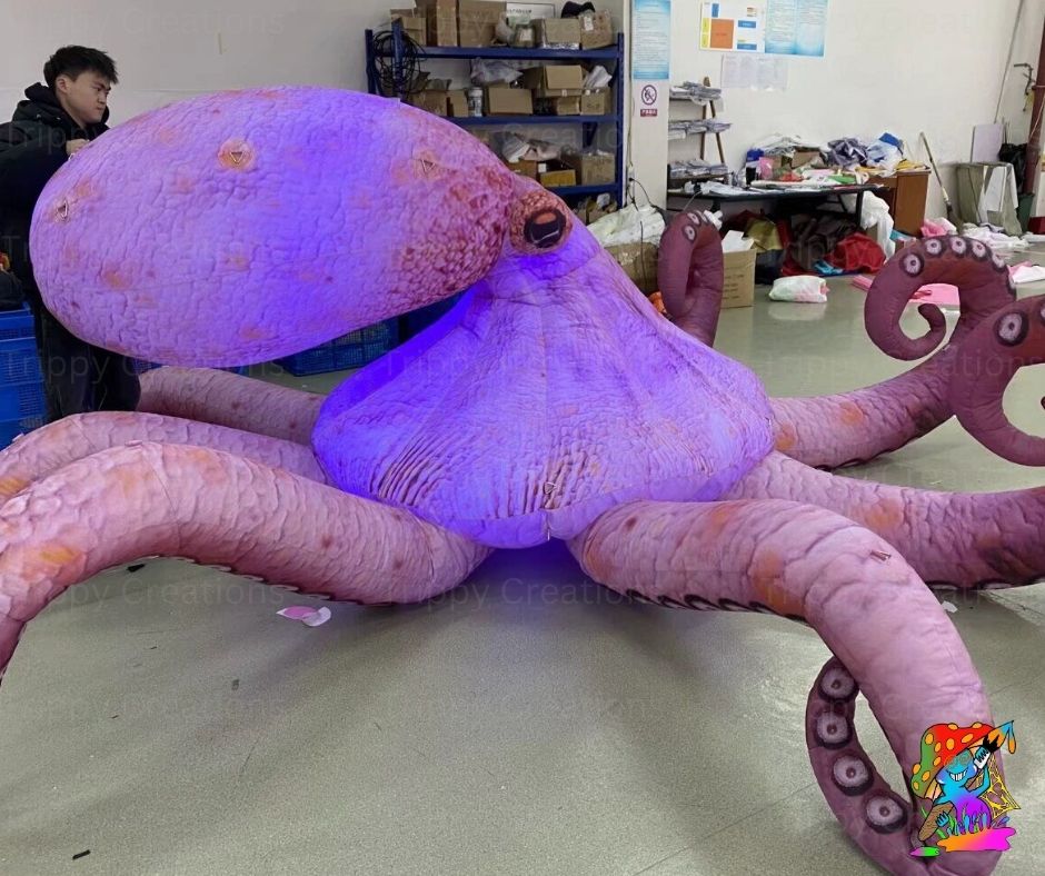 4m Inflatable Pink Octopus Decoration – Giant Under the Sea Party Prop