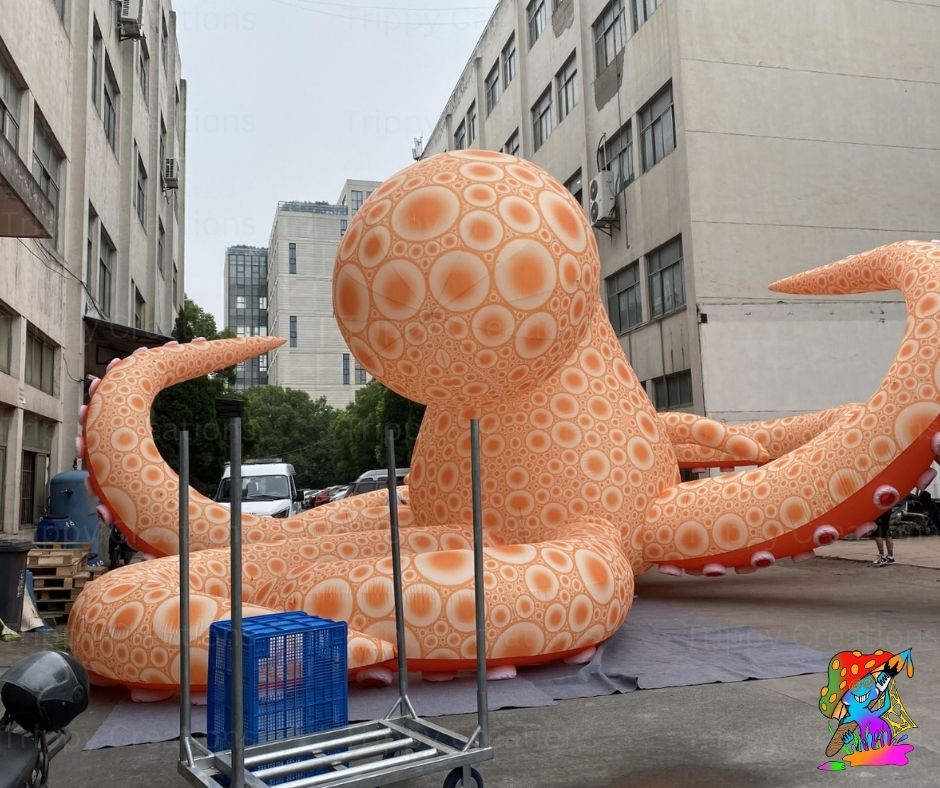 11m Giant Inflatable Orange Octopus – Outdoor Sea-Themed Festival Prop