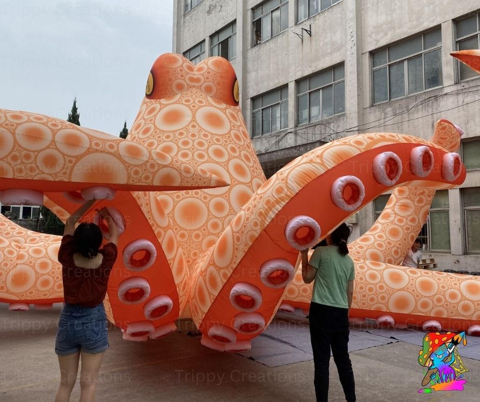 11m Giant Inflatable Orange Octopus – Outdoor Sea-Themed Festival Prop