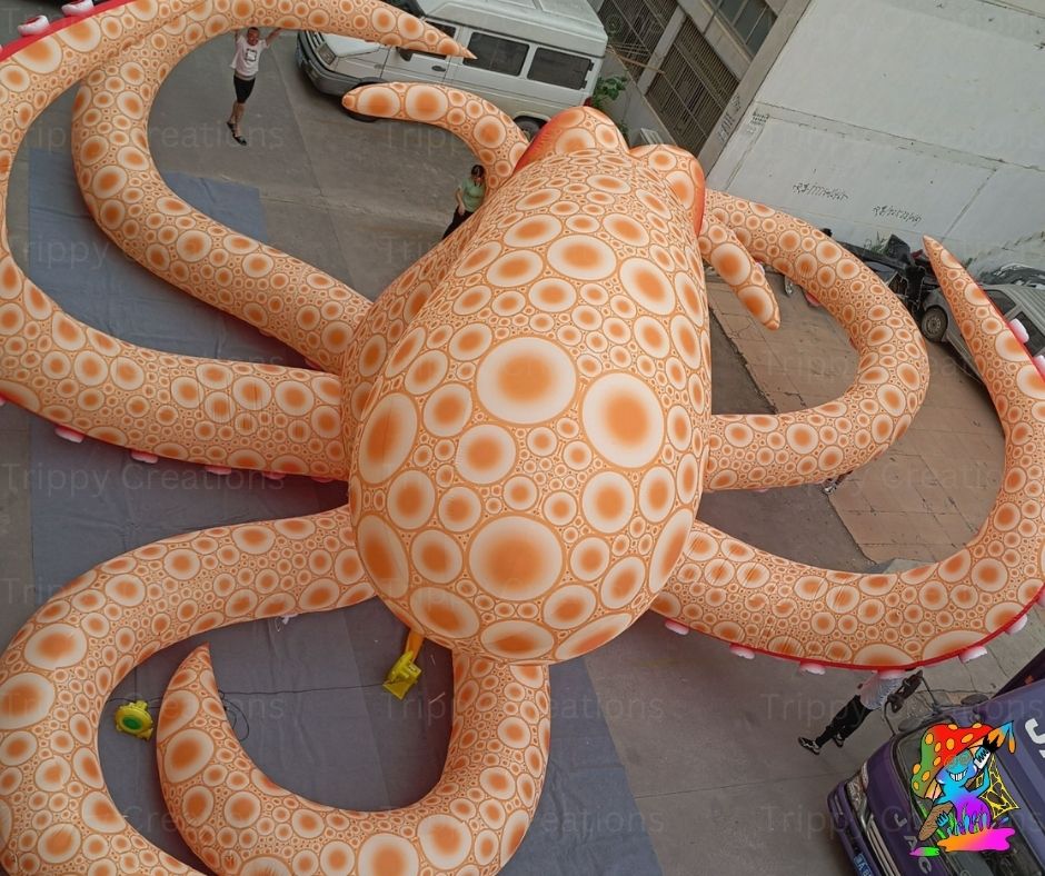 11m Giant Inflatable Orange Octopus – Outdoor Sea-Themed Festival Prop