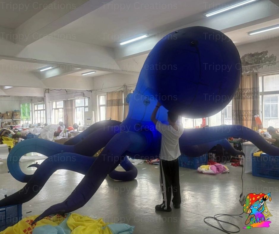 5m Giant Inflatable Blue Octopus – Oversized Under the Sea Event Decoration