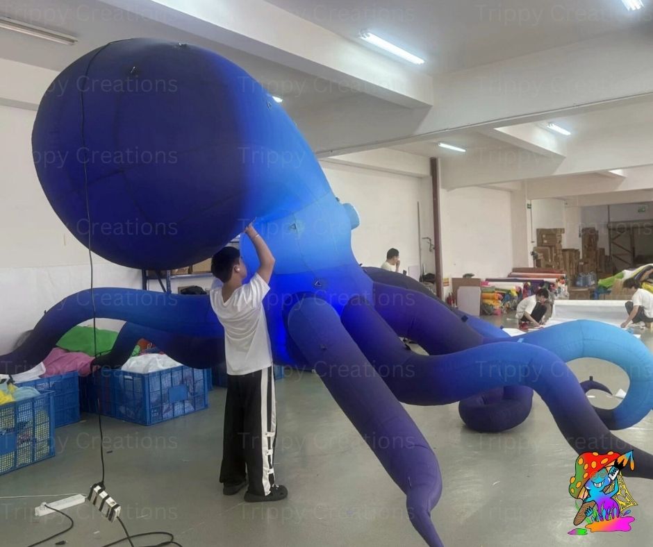 5m Giant Inflatable Blue Octopus – Oversized Under the Sea Event Decoration