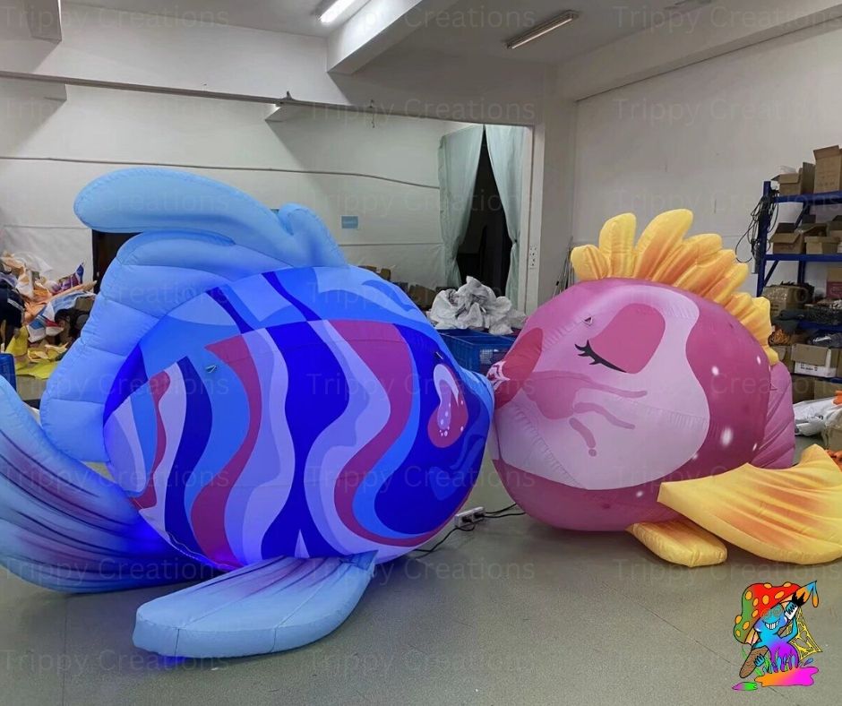 1.5m Inflatable Kissing Fish Duo – Cute Under the Sea Party Prop