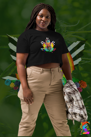 Womens Psychedelic Hemp Leaf, Cropped T-shirt/ Crop Top