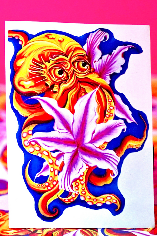 Colourful Octopus Tiger Lily Stickers