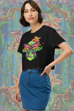 Womens Psychedelic Tree Spirit, Acid-Fairy Crop Top