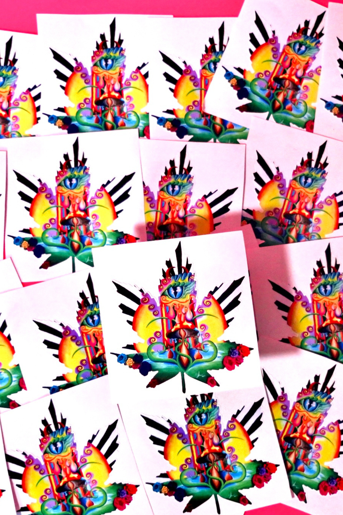 Colourful, Psychedelic Hemp Leaf Sticker