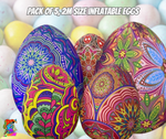 Pack of 5 Giant 2m LED Inflatable Easter Eggs - Colorful Fantasy Party Decorations for Alice in Wonderland Events & Easter Celebrations - Trippy Creations