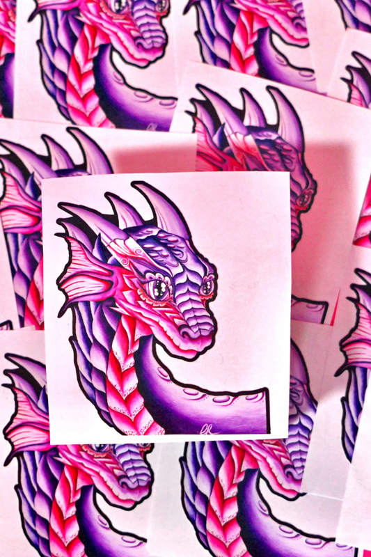 Pink And Purple Mystic Fantasy Dragon Sticker