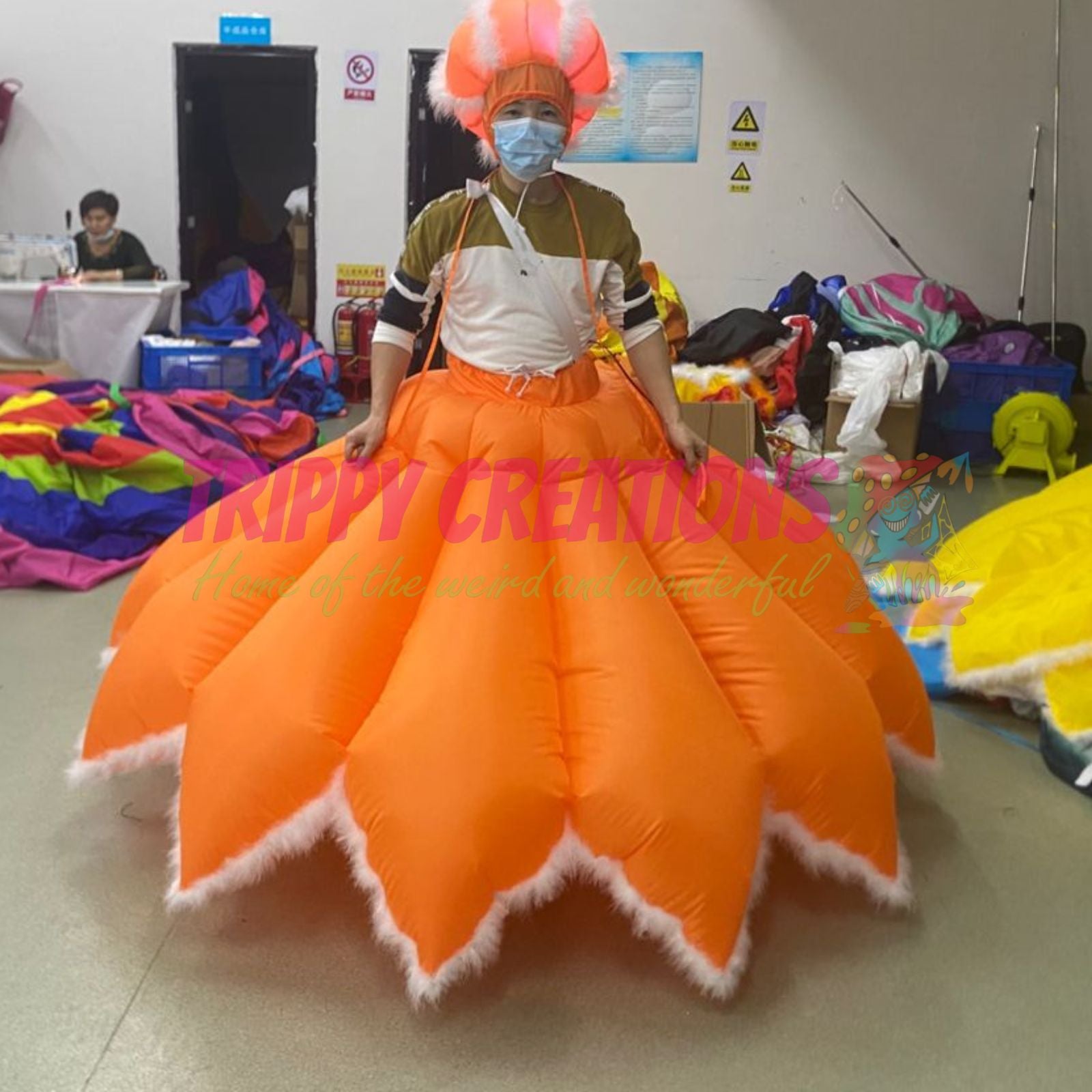 inflatable flower dress 2.5m costume RGB LED light up prop for festival parade use