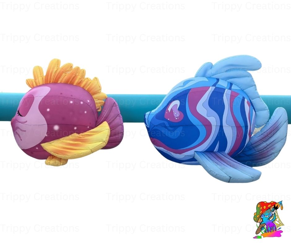 Inflatable Fish Walkway Props – Set of 2 x 10m Pink & Blue Floor Décor