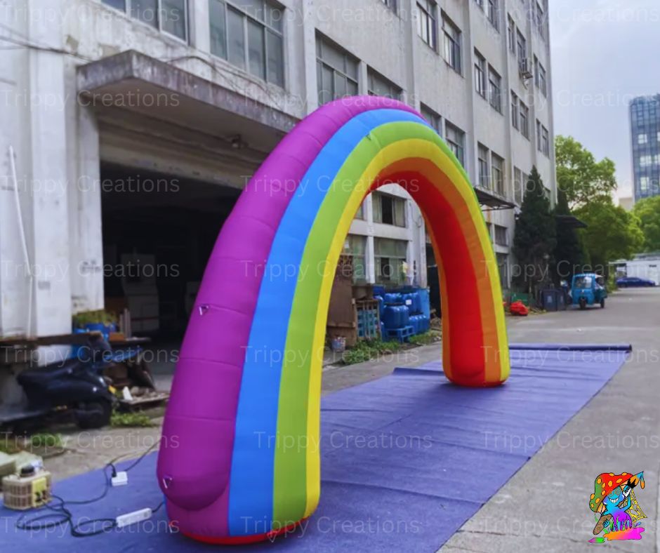 large rainbow inflatable party decor for girls