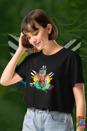 Womens Psychedelic Hemp Leaf, Cropped T-shirt/ Crop Top