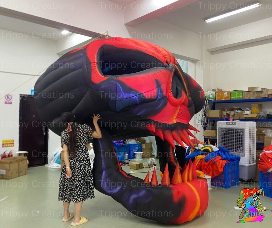 Giant spooky skull inflatable decoration for haunted events