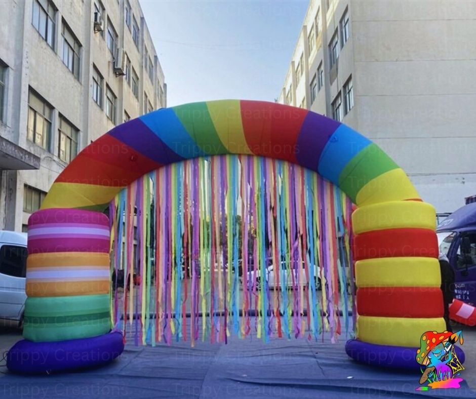 Colourful sweety-themed inflatable arch for events and parties