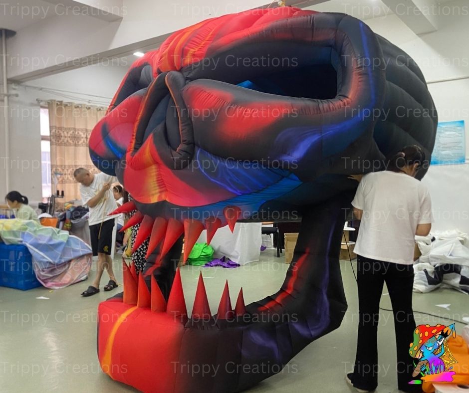 3m red and black inflatable hanging skull for Halloween parties