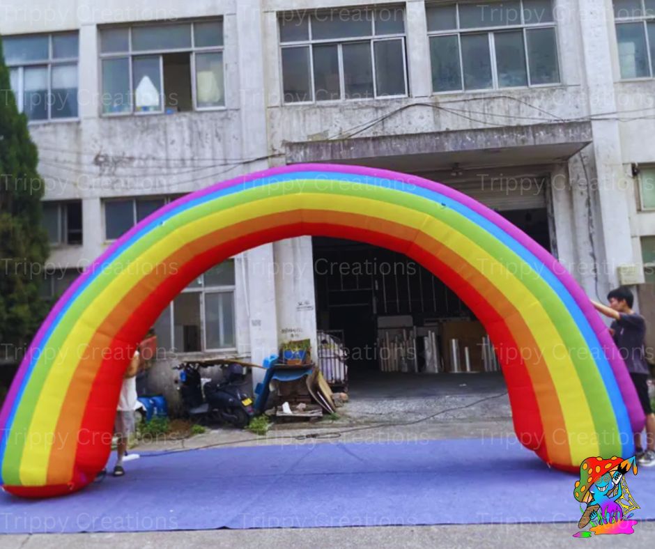 inflatable rainbow prop for unicorn party