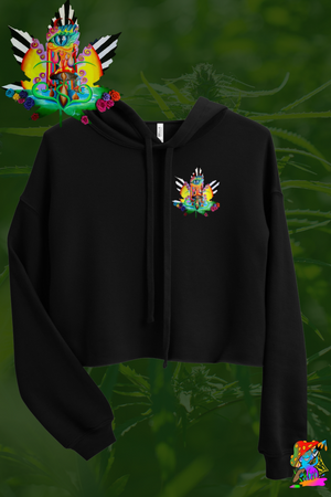 Womens Psychedelic Hemp Leaf Cropped Hoodie