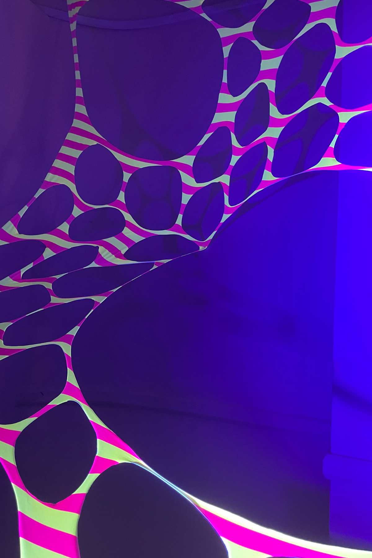 UV Reactive Pinstripe (Pink And Yellow) Polka Dot Event Decorations