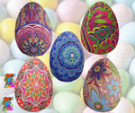 Pack of 5 Giant 2m LED Inflatable Easter Eggs - Colorful Fantasy Party Decorations for Alice in Wonderland Events & Easter Celebrations - Trippy Creations