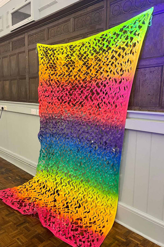 Giant UV Rainbow Camo Net Decoration