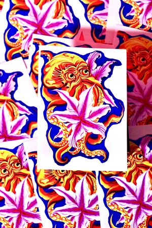 Colourful Octopus Tiger Lily Stickers