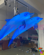     2m inflatable ocean themed dolphin decoration suspended above an event space.